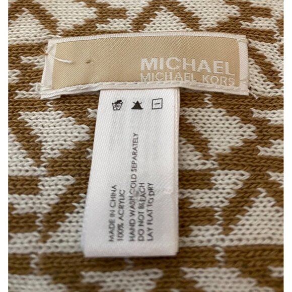 Michael Kors Brown & White Logo Knit Scarf Acrylic - Picture 3 of 6